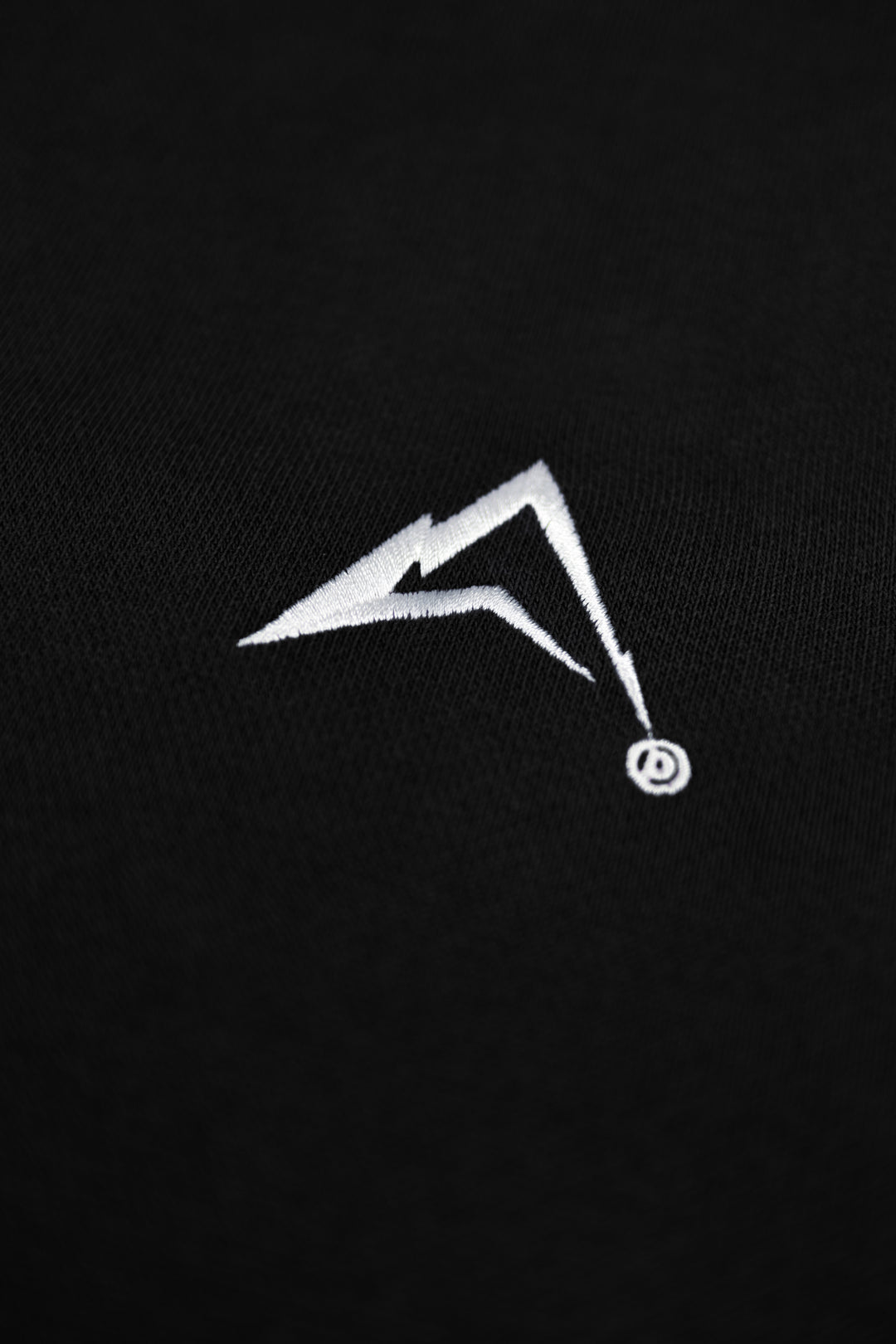 White logo on a black background
