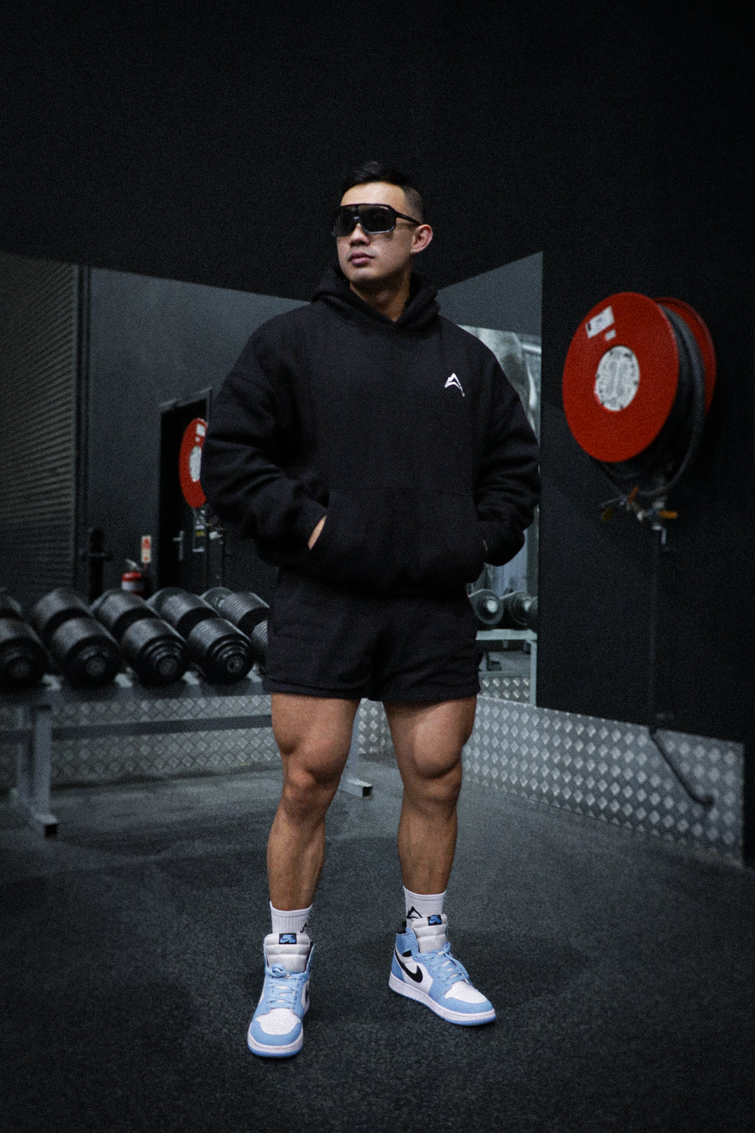 Aurora Divinia Divine Black Hoodie — oversized black hoodie with white Aurora Divinia logo on chest, Act 1.0 collection