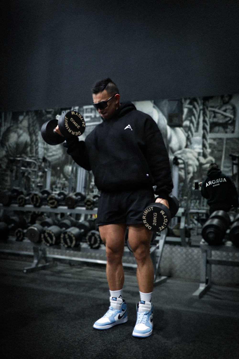 Aurora Divinia Divine Black Hoodie — oversized black hoodie with white Aurora Divinia logo on chest, Act 1.0 collection